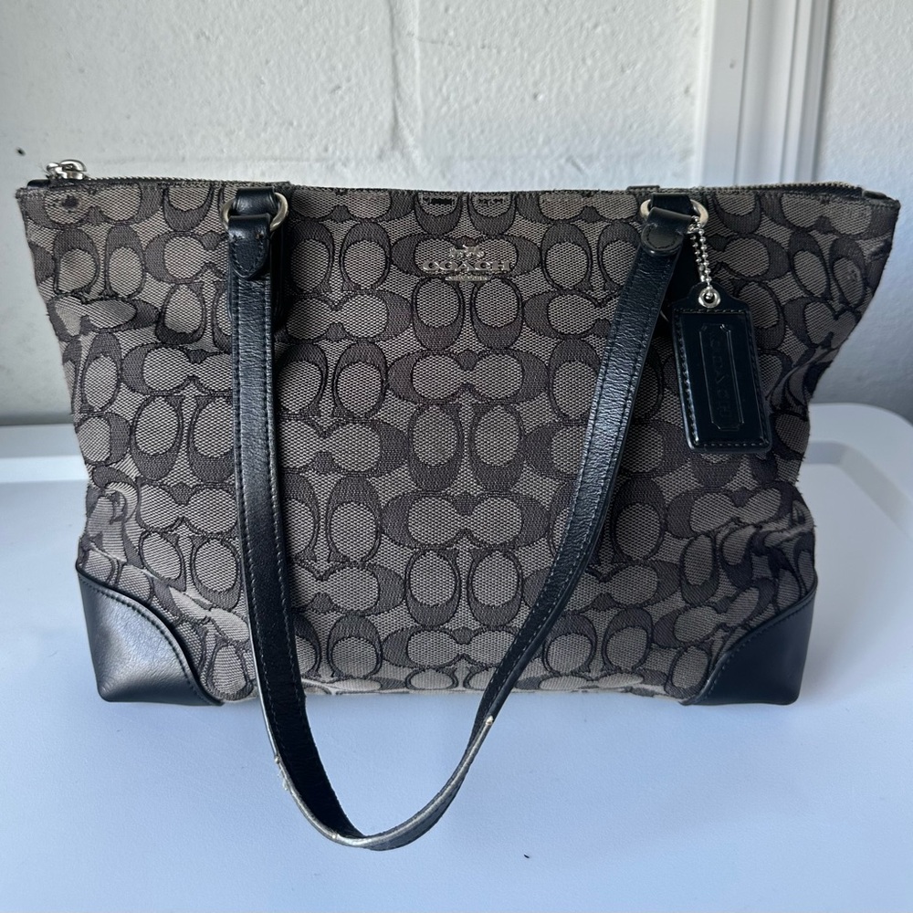 Coach Black and Gray Iconic Tote